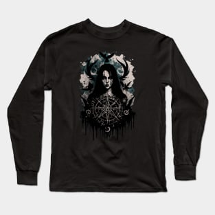 Girl, aesthetic, Occult, Unholy, grunge, Emo, Punk, Satanic, e girl, egirl, goth, baphomet, punk rock, death metal Long Sleeve T-Shirt